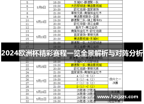 2024欧洲杯精彩赛程一览全景解析与对阵分析